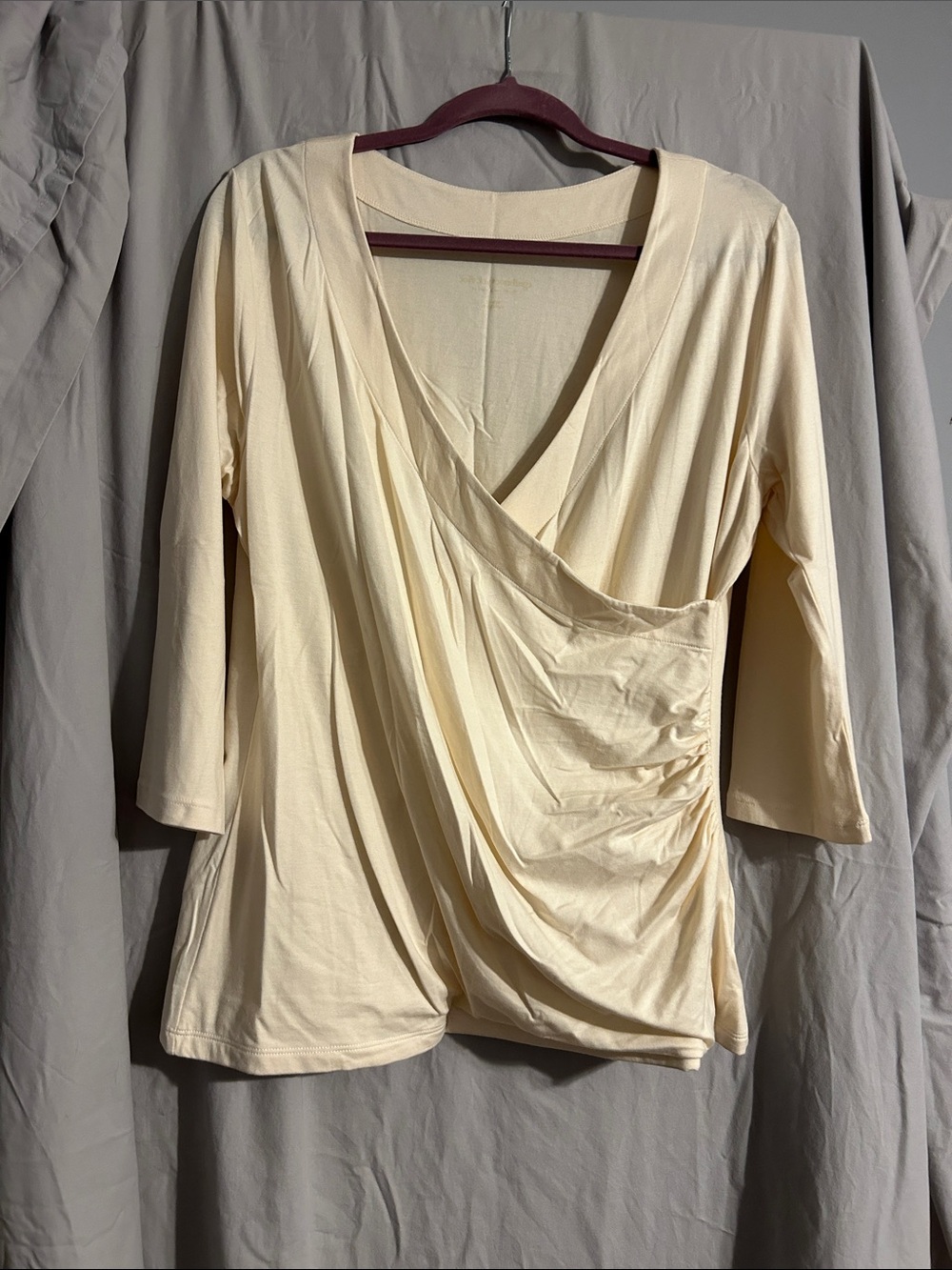 Soft Surroundings Cream Wrap-Style Draped Tunic